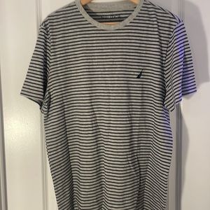 Gray striped shirt sleeve tee from nautica